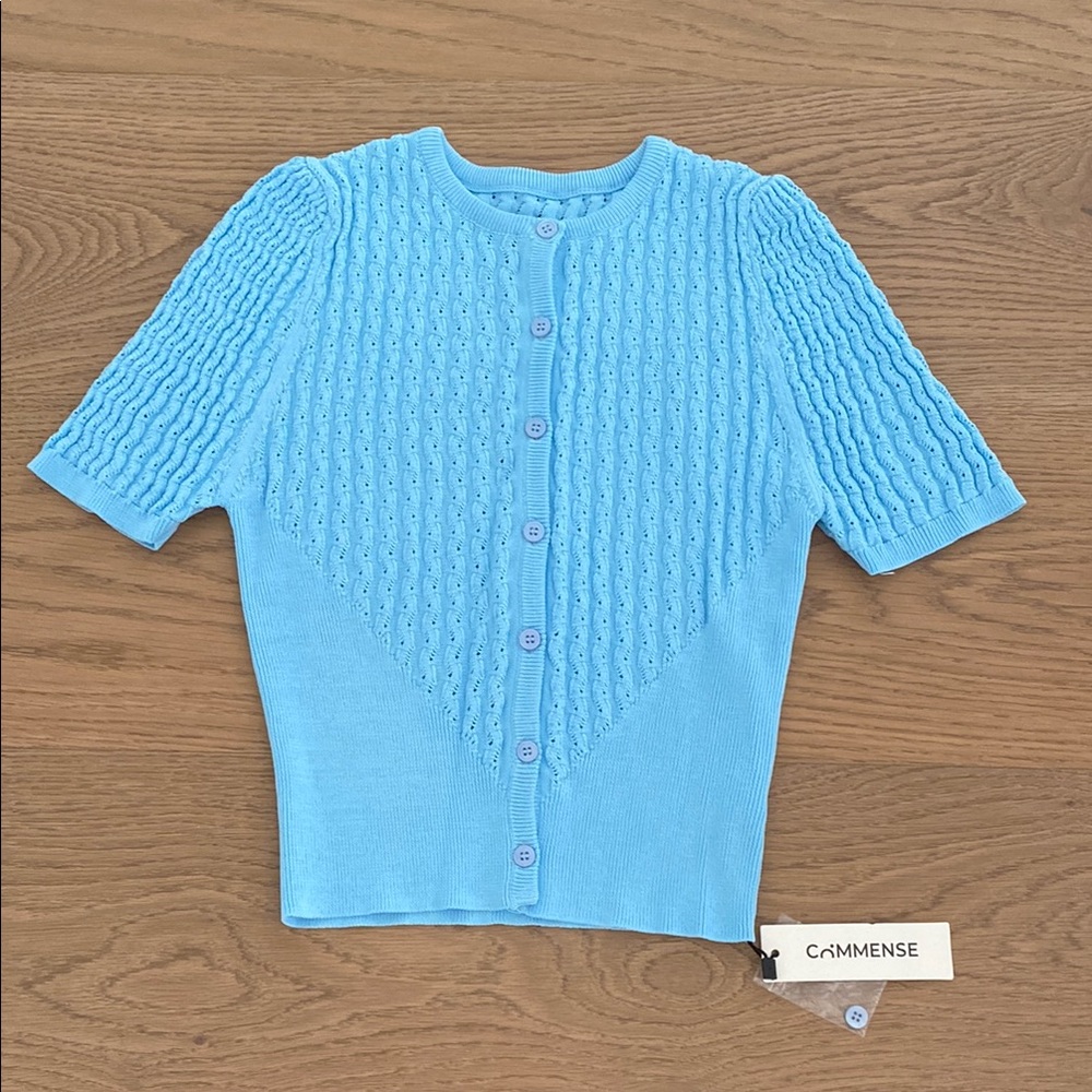 Commense Light Blue Textured Cardigan - Picture 2 of 2